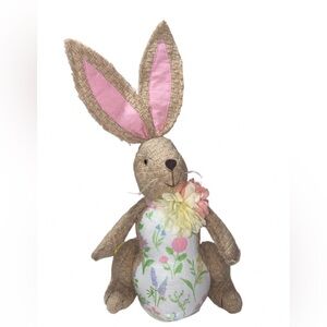 Woven Bunny with Pink Ears and Floral Body, NWOT